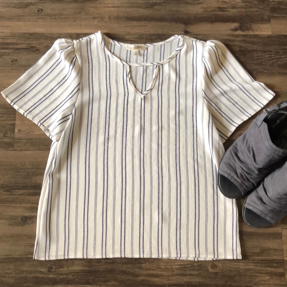 The Outfit Career Off White Striped Blouse size S